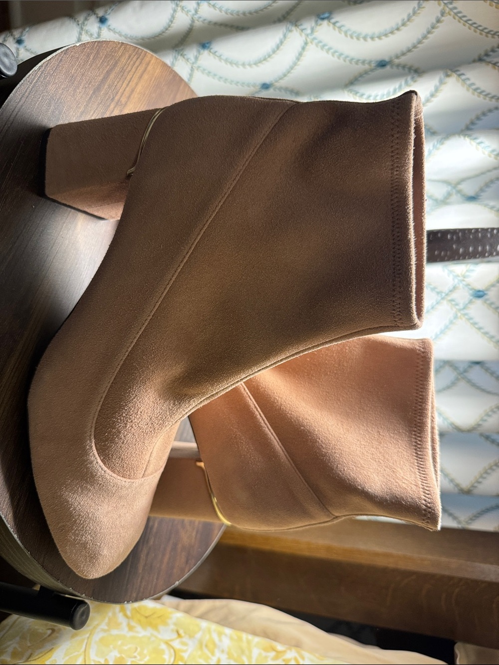 Cole Haan Camel Suede Block Heel Ankle Boots